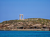 View towards the Temple of Apollo, Chora, Naxos City, Naxos Island, Cyclades, Greek Islands, Greece, Europe