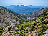 Landschaft vom Hang des Berges Zas (Zeus) aus gesehen, Insel Naxos, Kykladen, Griechische Inseln, Griechenland, Europa