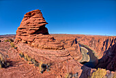 Sandstone hoodoo formation north of the Horseshoe Bend Overlook along the Colorado River in Page, Arizona, United States of America, North America