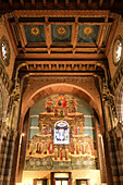 Interior of Corpus Domini Church, blending Neo-Romanesque, Neo-Byzantine, and Art Nouveau styles, completed in 1901, elevated to minor basilica status by Pope Pius XII, Milan, Lombardy, Italy, Europe