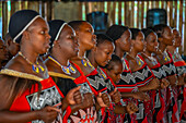 View of Swazi musical and dance performance, Mantenga Cultural Village a traditional Eswatini settlement, Malkerns, Eswatini, Africa