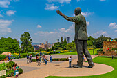 View of Nelson Mandela statue in Union Buildings Gardens, Pretoria Central, Pretoria, South Africa, Africa