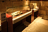 Interior of the ancient Nubian Temple of Debod, dismantled as part of the International Campaign to Save the Monuments of Nubia, rebuilt in Parque de la Montana, Madrid, Spain, Europe