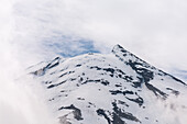 Close up of the snowy summit of the volcano, Mount Taranaki, North Island, New Zealand, Pacific