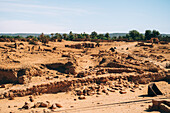 Ruinen des antiken Dorfes Germa, Hauptstadt des Garamantenreichs, in der Region Fezzan, Libyen, Nordafrika, Afrika