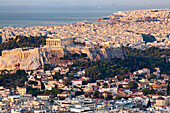 View over city to the Acropolis, Athens, Greece, Europe