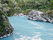 The amazing glacial blue water at Hokitika Gorge, West Coast, South Island, New Zealand, Pacific