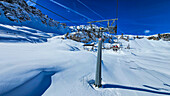 Ski lift, winter sports, Dolomites, Italy, Europe