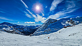 Snowy winter landscape, Dolomites, Italy, Europe