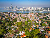 Aerial of Kulangsu International Settlement, UNESCO World Heritage Site, Xiamen, Fujian, China, Asia