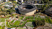 Aerial of the Yuchang Fujian Tulou, rural dwelling of the Hakka, Fujian, China, Asia