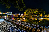 Night shot of the Yunshuiyao Ancient Town, Hakka, Fujian, China, Asia