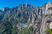 Hotel in der UNESCO-Welterbestätte, Taoistischer Sanqing-Berg, Jiangxi, China, Asien