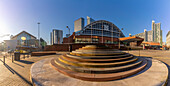 View of Manchester Central Convention Complex and Peterloo Massacre Monument, Manchester, Lancashire, England, United Kingdom, Europe