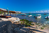 View of small boats in harbour, Playa del Carmen, Caribbean Coast, Yucatan Peninsula, Riviera Maya, Mexico, North America