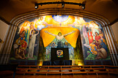 Theater Stage with Diego Rivera's Fresco The Creation, Art and Culture Museum, College of San Ildefonso, founded 1588, Historic Center, Mexico City, Mexico, North America