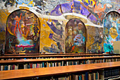 Miguel Lerdo de Tejada Library, 17th century, with wall frescoes by Vlady Kibalchich Russakov, Historic Center, Mexico City, Mexico, North America