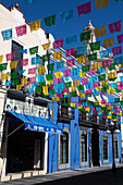 Street Scene, Church of San Cristobal (Background), Historic Center, UNESCO World Heritage Site, Puebla, Puebla State, Mexico, North America