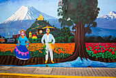 Mural, colourful Street Art, Avenue Hidalgo, Atlixco, Pueblos Magicos, Puebla State, Mexico, North America