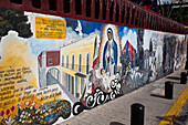 Mural of the Virgin Mary and Baby Jesus, Colourful Street Art, Avenue Hidalgo, Atlixco, Pueblos Magicos, Puebla State, Mexico, North America