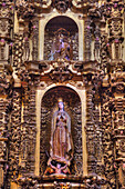 Polychrome Figures, Apse, Interior, Basilica of Our Lady of Ocotlan, Tlaxcala City, Tlaxcal State, Mexico, North America