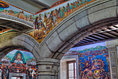 Governor's Palace, 16th century, Foyer, with Frescos by artist Disiderio Hernandez Xochitiotzin, Tlaxcala City, Tlaxcala State, Mexico, North America