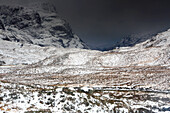 Glencoe in winter, Highland, Scotland, United Kingdom, Europe