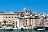 The Basilica of the Nativity of Mary rising over Senglea, Valletta, Malta, Mediterranean, Europe