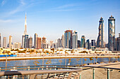 Dubai Downtown skyscrapers and Burj Khalifa, Dubai, United Arab Emirates, Middle East