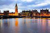 Big Ben und Houses of Parliament bei Nacht, Westminster, UNESCO-Welterbestätte, London, England, Vereinigtes Königreich, Europa