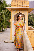 Woman at lookout point, Jaipur, Rajasthan, India, Asia