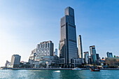 Highrise buildings in Victoria harbour, Hong Kong, China, Asia