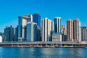 Highrise buildings in Victoria harbour, Hong Kong, China, Asia