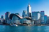 Highrise buildings in Victoria harbour, Hong Kong, China, Asia