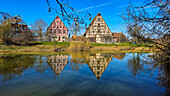 Historic farmhouses in the Franconian Open Air Museum, Bad Windsheim, Bavaria, Germany, Europe