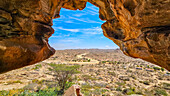 Ausblick von den Felsmalereien von Laas Geel, nahe Hargeisa, Somaliland, Somalia, Afrika