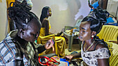 Girls preparing for a traditional Dinka wedding, Bor, central region, South Sudan, Africa