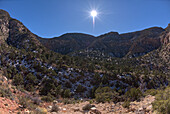 Blick auf den Waldron Canyon südwestlich des Hermit Canyon im Winter, erreichbar über den Hermit Trail, Grand Canyon, Arizona, Vereinigte Staaten von Amerika, Nordamerika