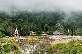 Worship houses of five major religions at Bukit Kasih, a volcanic tourist park with a world peace themed tower, Bukit Kasih, Minahasa, North Sulawesi, Indonesia, Southeast Asia Asia