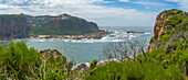 View of the Heads rocky coastline from Featherbed Nature Reserve, Knysna, Garden Route, Western Cape, South Africa, Africa