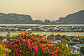 View of suburbs and Knysna River at sunset, Knysna, Garden Route, Western Cape, South Africa, Africa