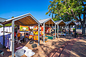 View of souvenir and craft stalls on St. George Street, Knysna Central, Knysna, Western Cape, South Africa, Africa