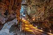 View of pathway in the interior of Cango Caves, Oudtshoorn, Western Cape, South Africa, Africa