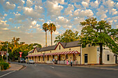 View of alfresco eating at restaurant, Stellenbosch Central, Stellenbosch, Western Cape, South Africa, Africa