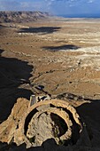 Israel, Südlicher Bezirk, Masada und die Zitadelle im UNESCO-Welterbe, der Palast und das Tote Meer