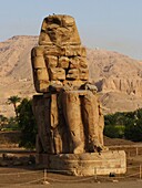 Egypt, Upper Egypt, Nile Valley, left bank of Thebes, Luxor area, the colossi of Memnon classified UNESCO World Heritage