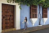 Colombia, Bolivar Department, Cartagena, listed as World heritage by UNESCO, colonial house in the Old Town