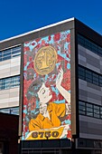 Canada, Quebec province, Montreal, the Mile-Ex district, mural on the office building at 6750 avenue de l'Esplanade, work by the artist Whatisadam (WIA) from Montreal