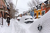 Canada, Quebec province, Montreal, Plateau-Mont-Royal neighborhood after a snowstorm