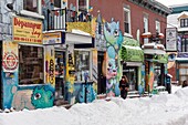 Canada, Quebec province, Montreal, the Plateau-Mont-Royal district after a snowstorm